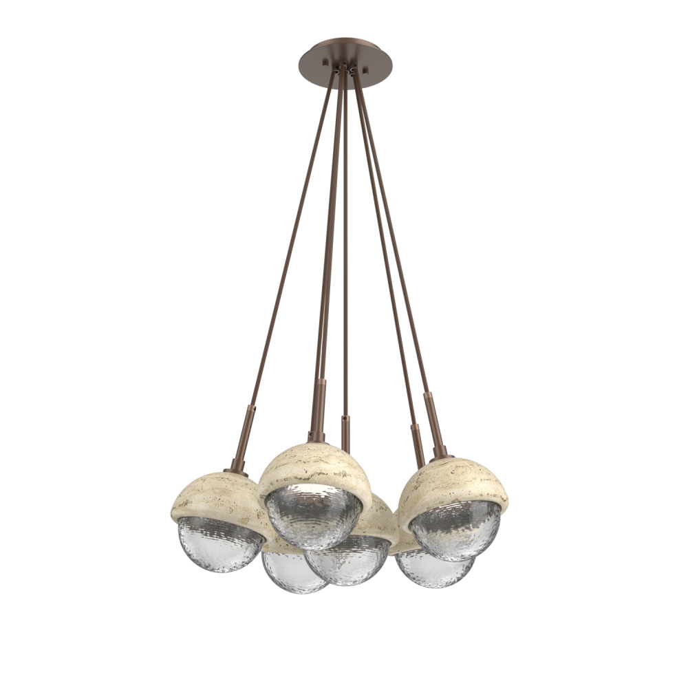Cabochon Multi Light Pendant Single Port Canopy Burnished Bronze