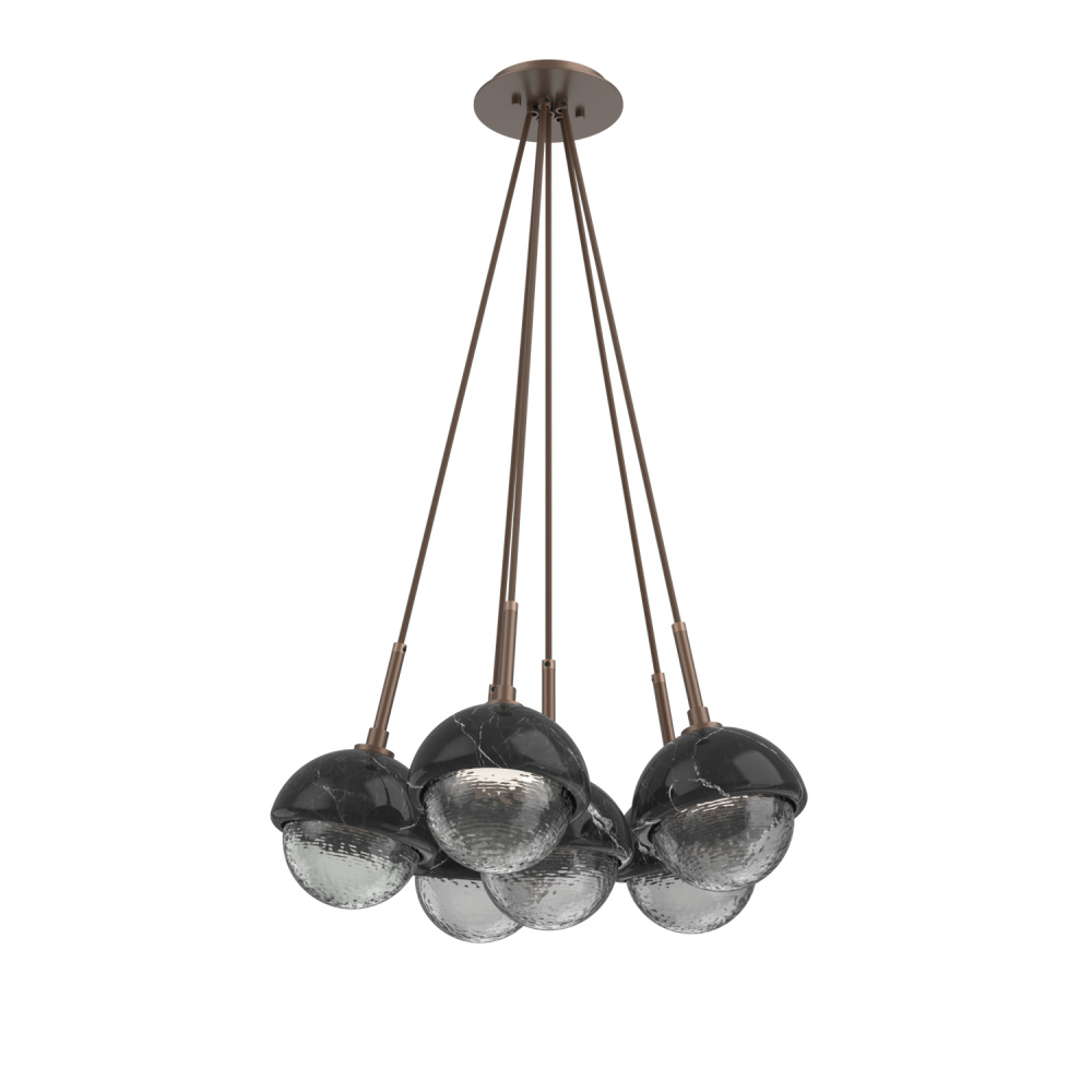 Cabochon Multi Light Pendant Single Port Canopy Burnished Bronze