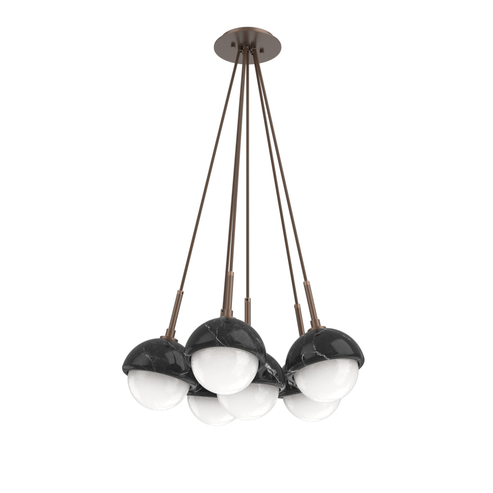 Cabochon Multi Light Pendant Single Port Canopy Burnished Bronze
