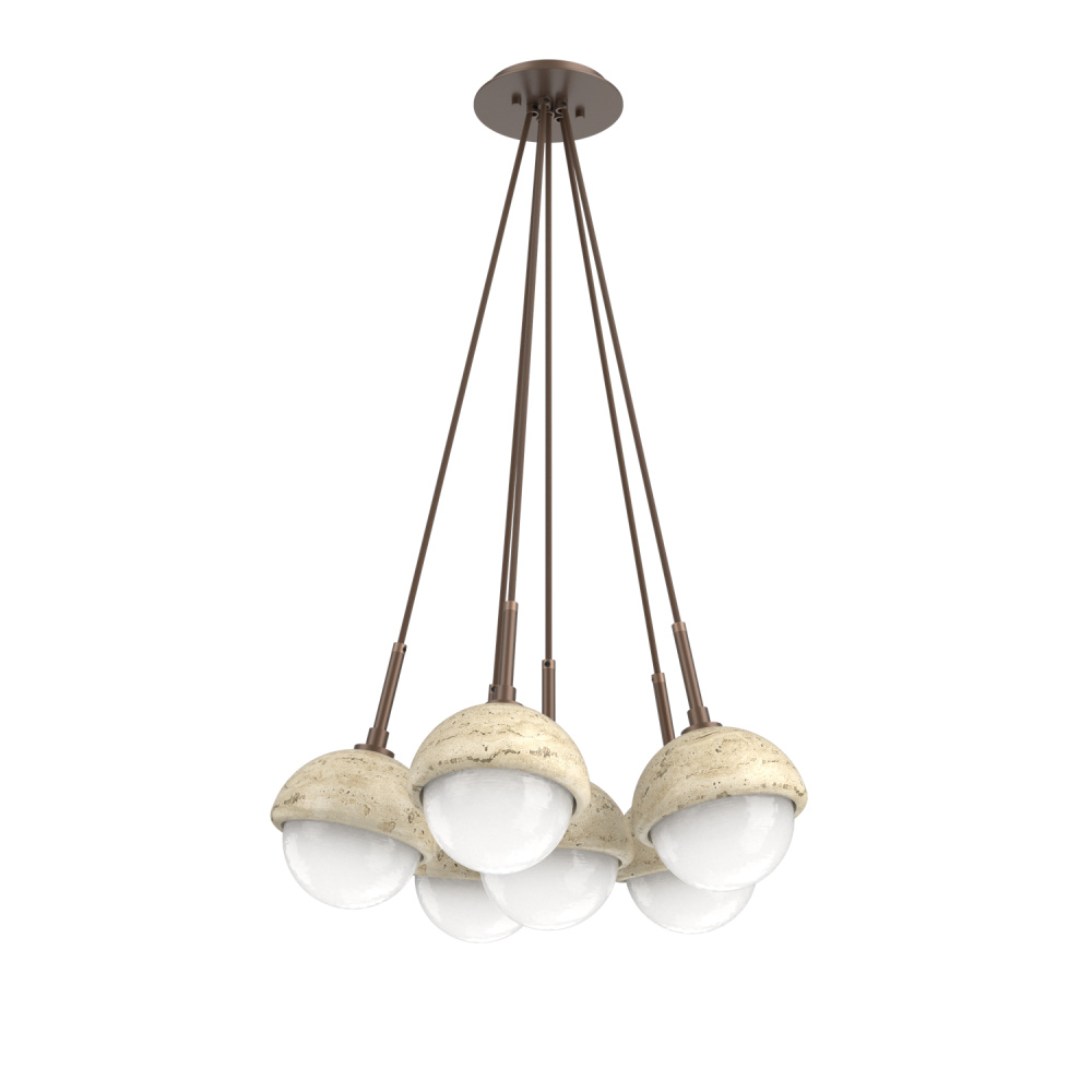 Cabochon Multi Light Pendant Single Port Canopy Burnished Bronze