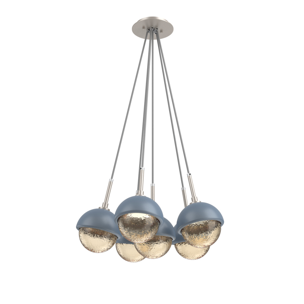 Cabochon Multi Light Pendant Single Port Canopy Beige Silver