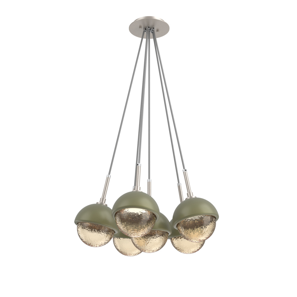 Cabochon Multi Light Pendant Single Port Canopy Beige Silver