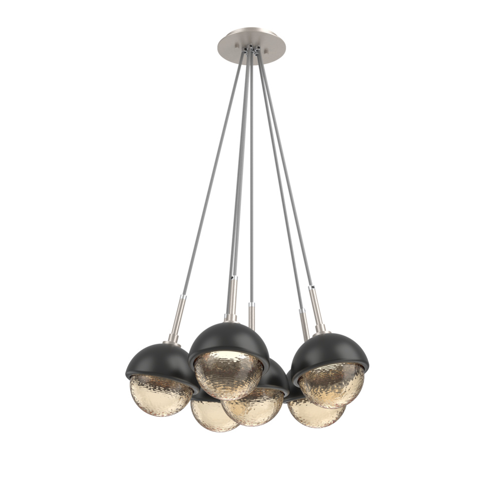 Cabochon Multi Light Pendant Single Port Canopy Beige Silver