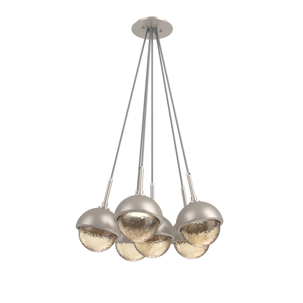 Cabochon Multi Light Pendant Single Port Canopy Beige Silver
