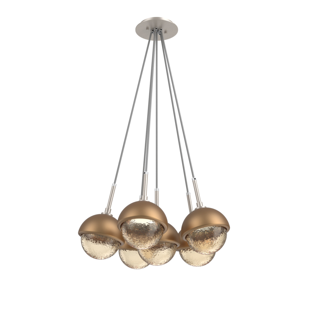 Cabochon Multi Light Pendant Single Port Canopy Beige Silver