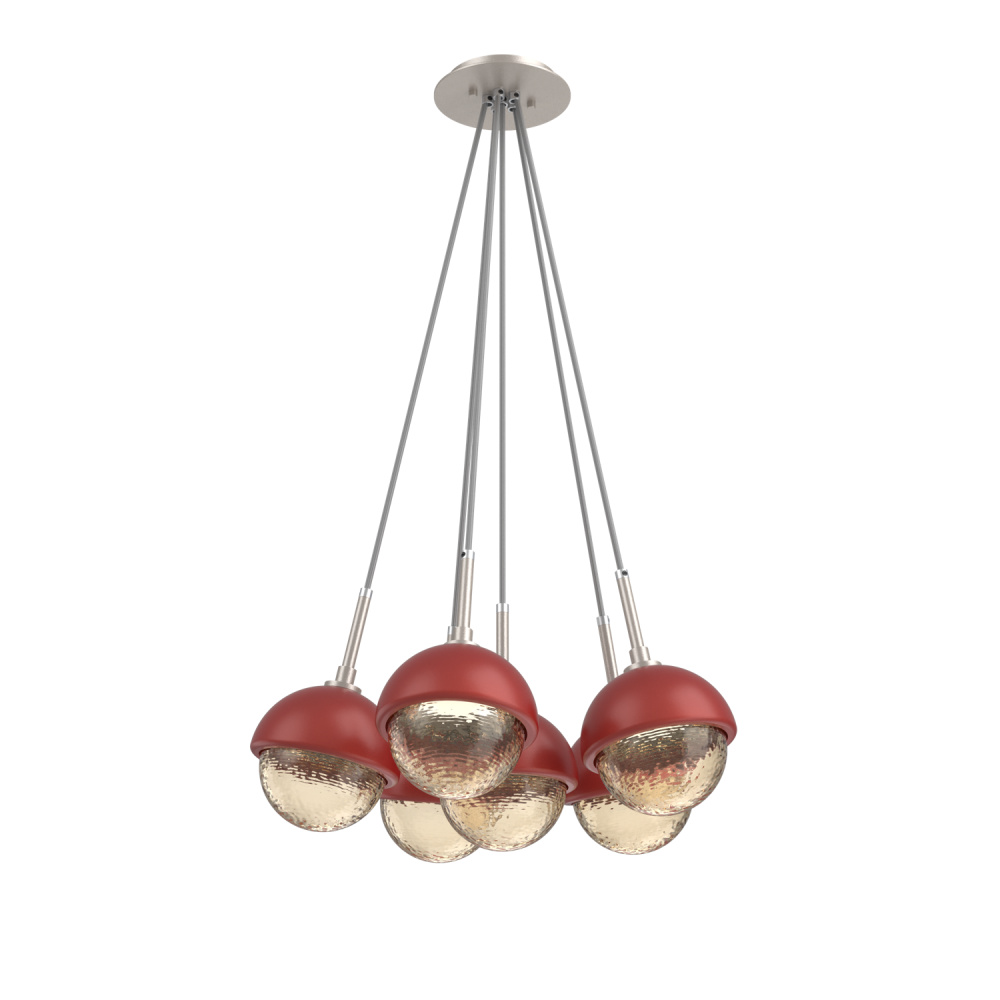 Cabochon Multi Light Pendant Single Port Canopy Beige Silver