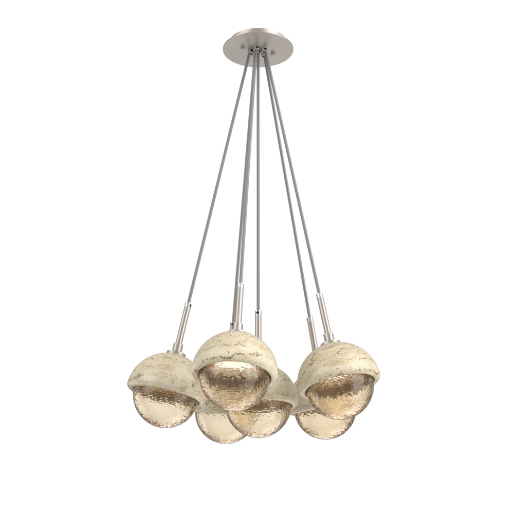 Cabochon Multi Light Pendant Single Port Canopy Beige Silver