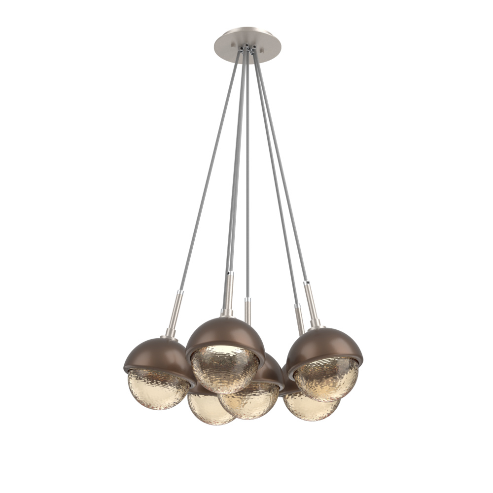 Cabochon Multi Light Pendant Single Port Canopy Beige Silver