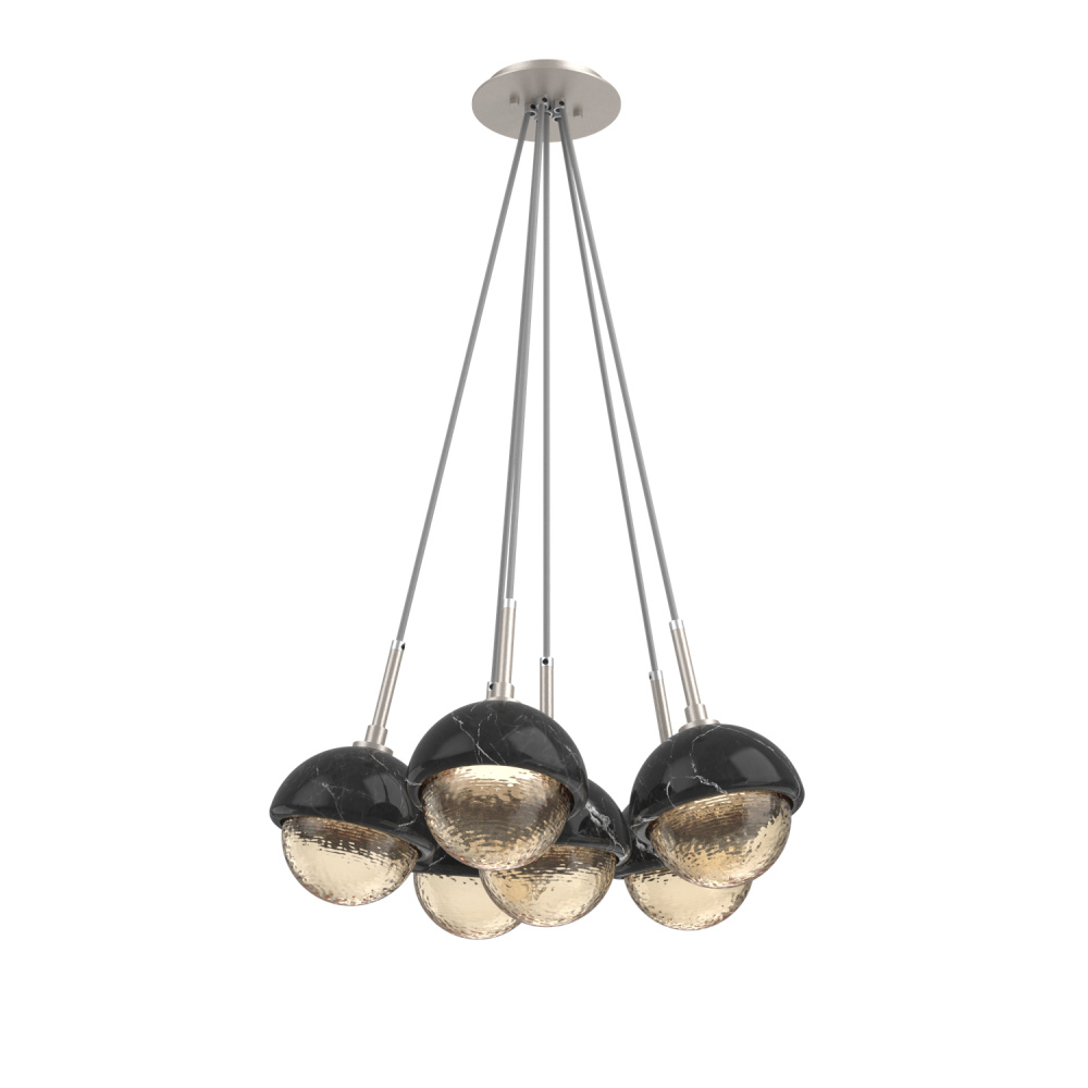 Cabochon Multi Light Pendant Single Port Canopy Beige Silver