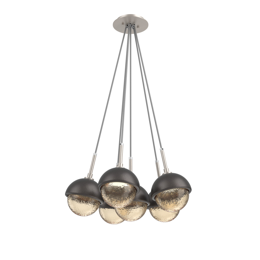 Cabochon Multi Light Pendant Single Port Canopy Beige Silver