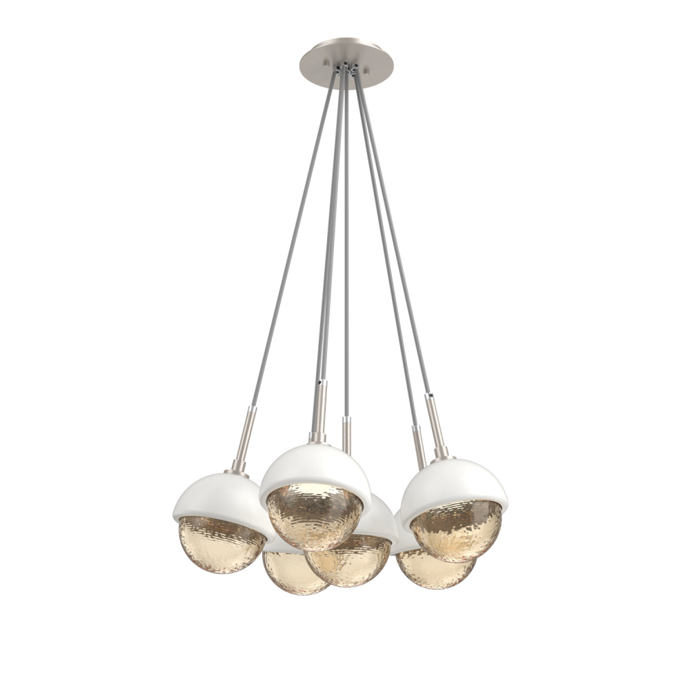 Cabochon Multi Light Pendant Single Port Canopy Beige Silver