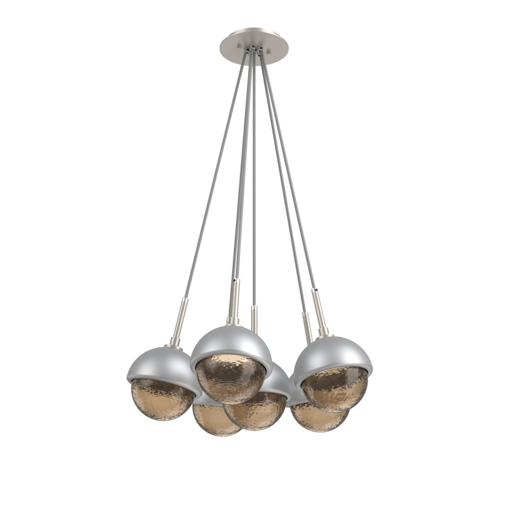 Cabochon Multi Light Pendant Single Port Canopy Beige Silver