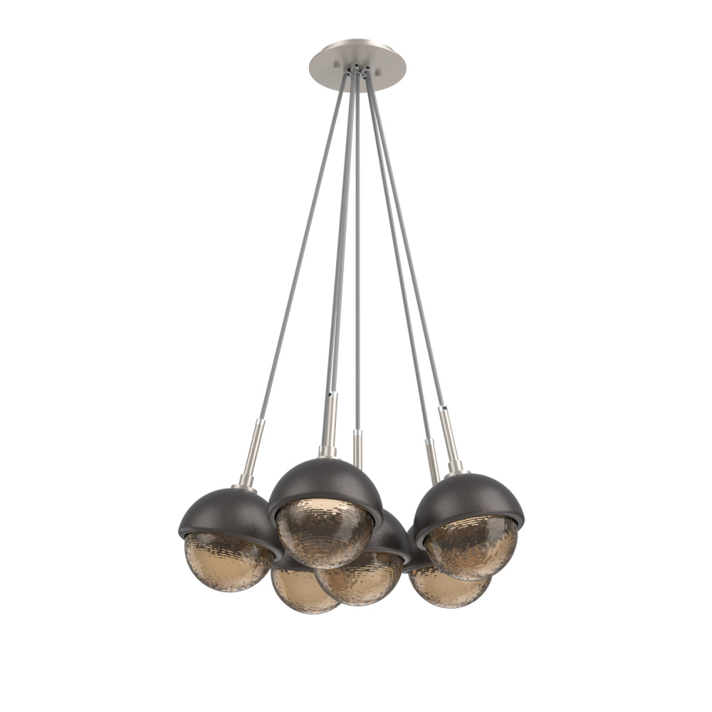 Cabochon Multi Light Pendant Single Port Canopy Beige Silver