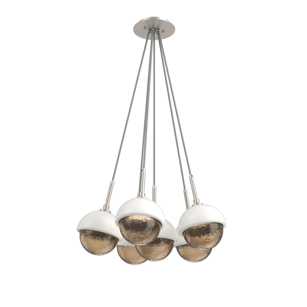 Cabochon Multi Light Pendant Single Port Canopy Beige Silver