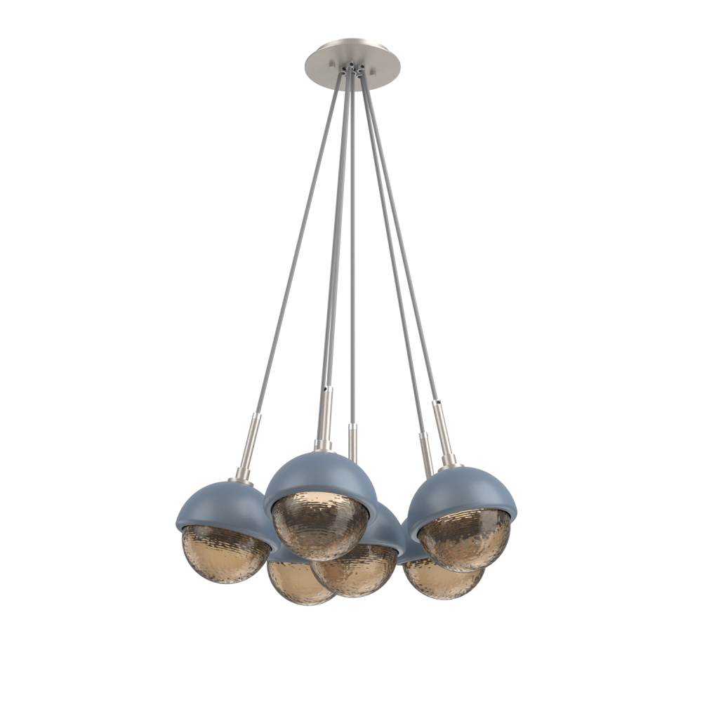 Cabochon Multi Light Pendant Single Port Canopy Beige Silver