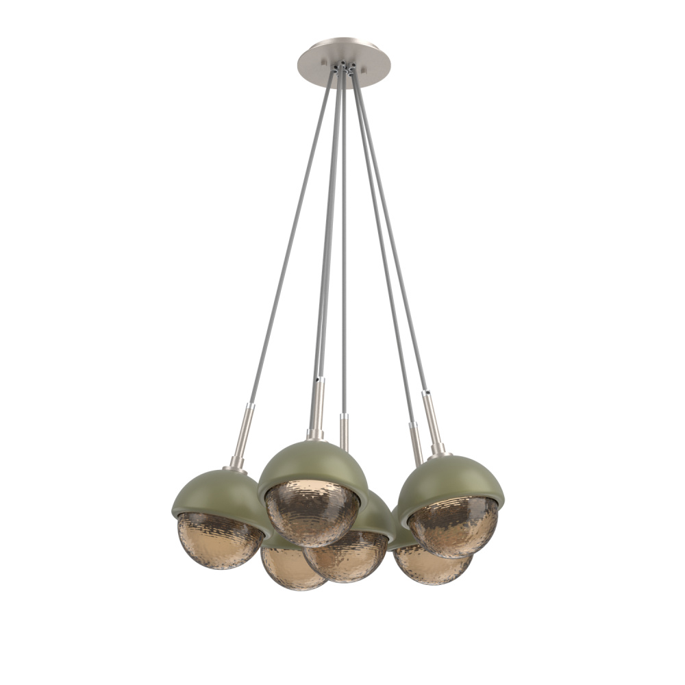 Cabochon Multi Light Pendant Single Port Canopy Beige Silver