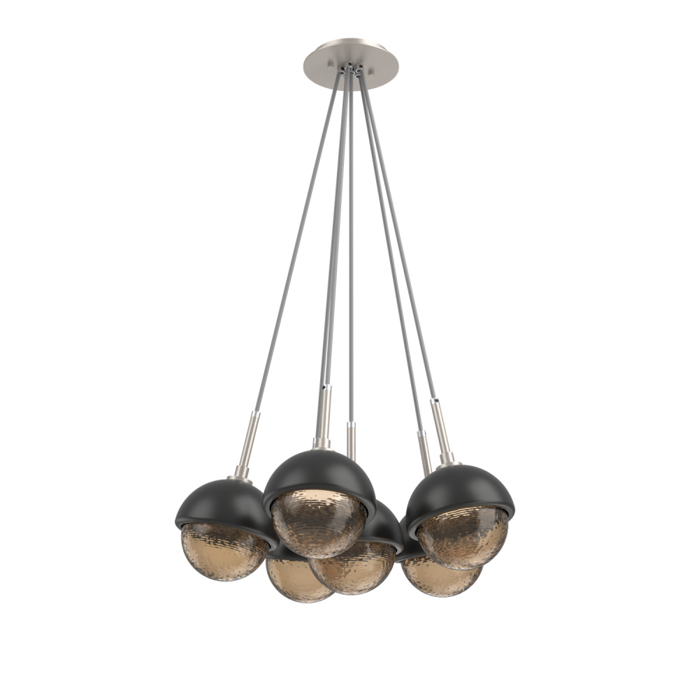 Cabochon Multi Light Pendant Single Port Canopy Beige Silver