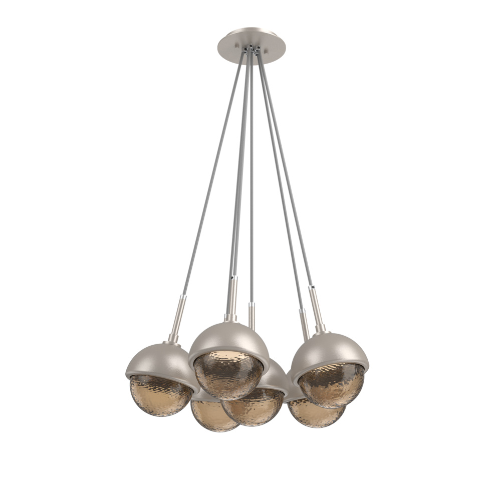 Cabochon Multi Light Pendant Single Port Canopy Beige Silver
