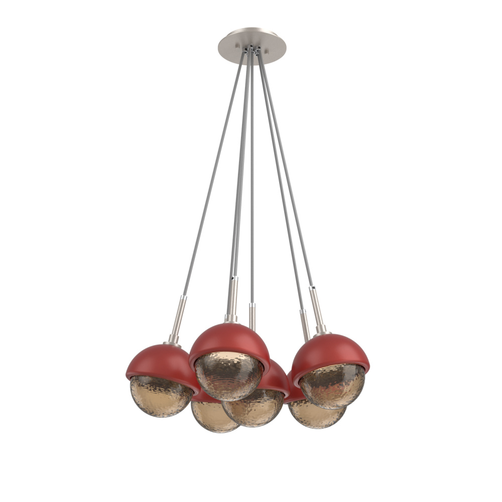 Cabochon Multi Light Pendant Single Port Canopy Beige Silver