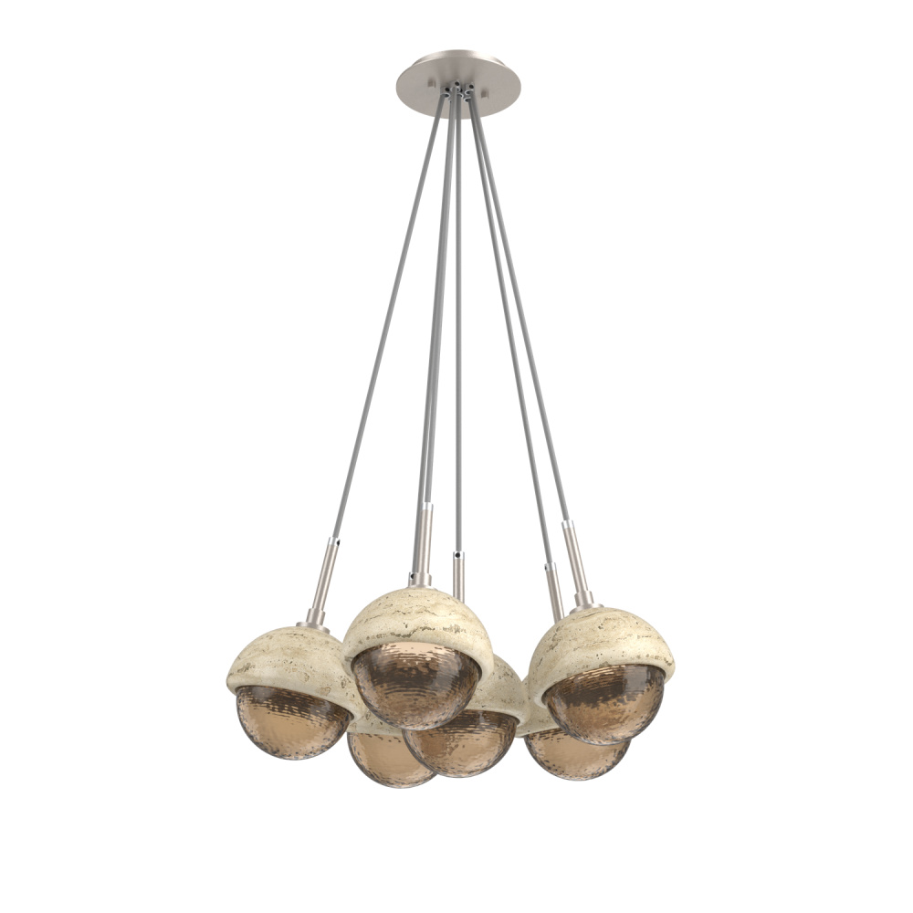 Cabochon Multi Light Pendant Single Port Canopy Beige Silver
