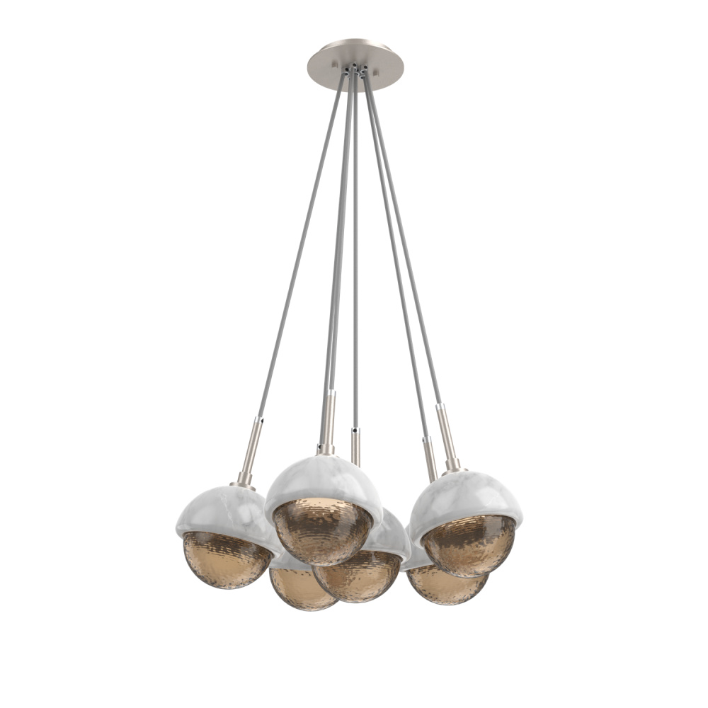 Cabochon Multi Light Pendant Single Port Canopy Beige Silver