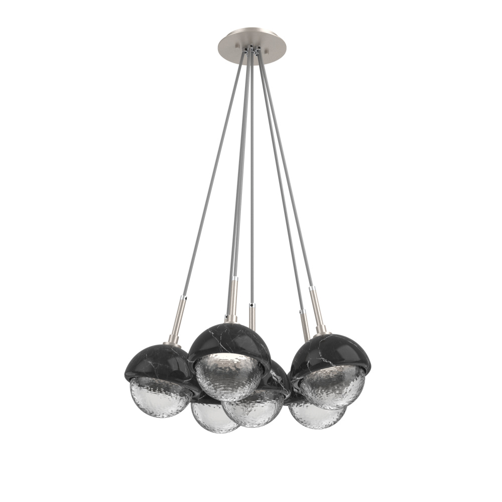 Cabochon Multi Light Pendant Single Port Canopy Beige Silver