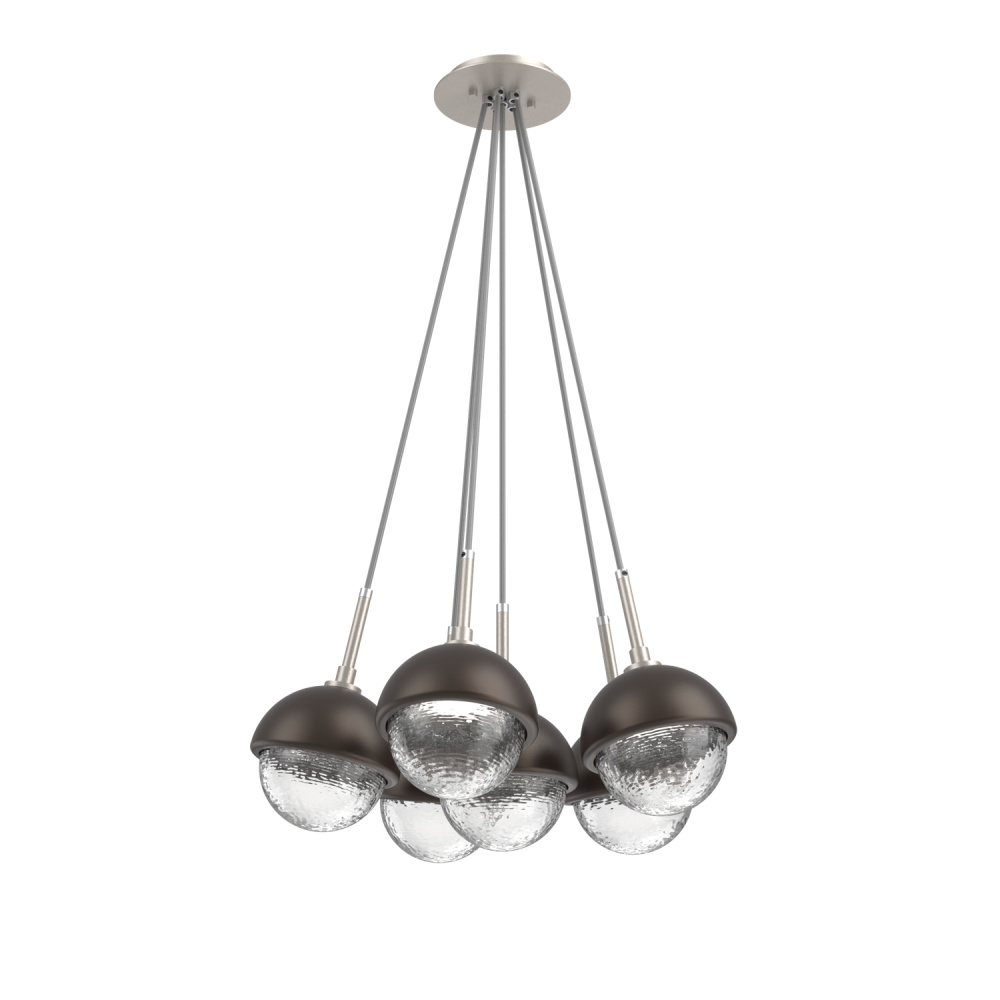 Cabochon Multi Light Pendant Single Port Canopy Beige Silver