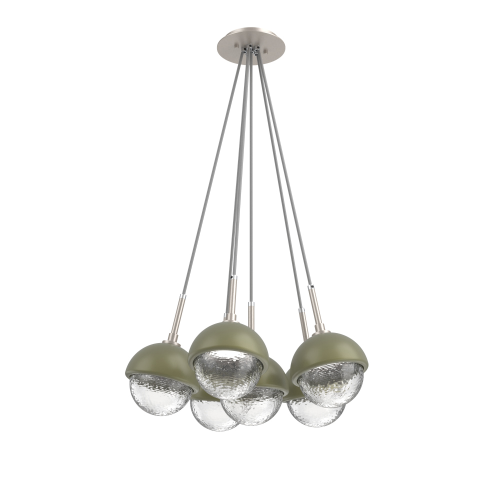 Cabochon Multi Light Pendant Single Port Canopy Beige Silver