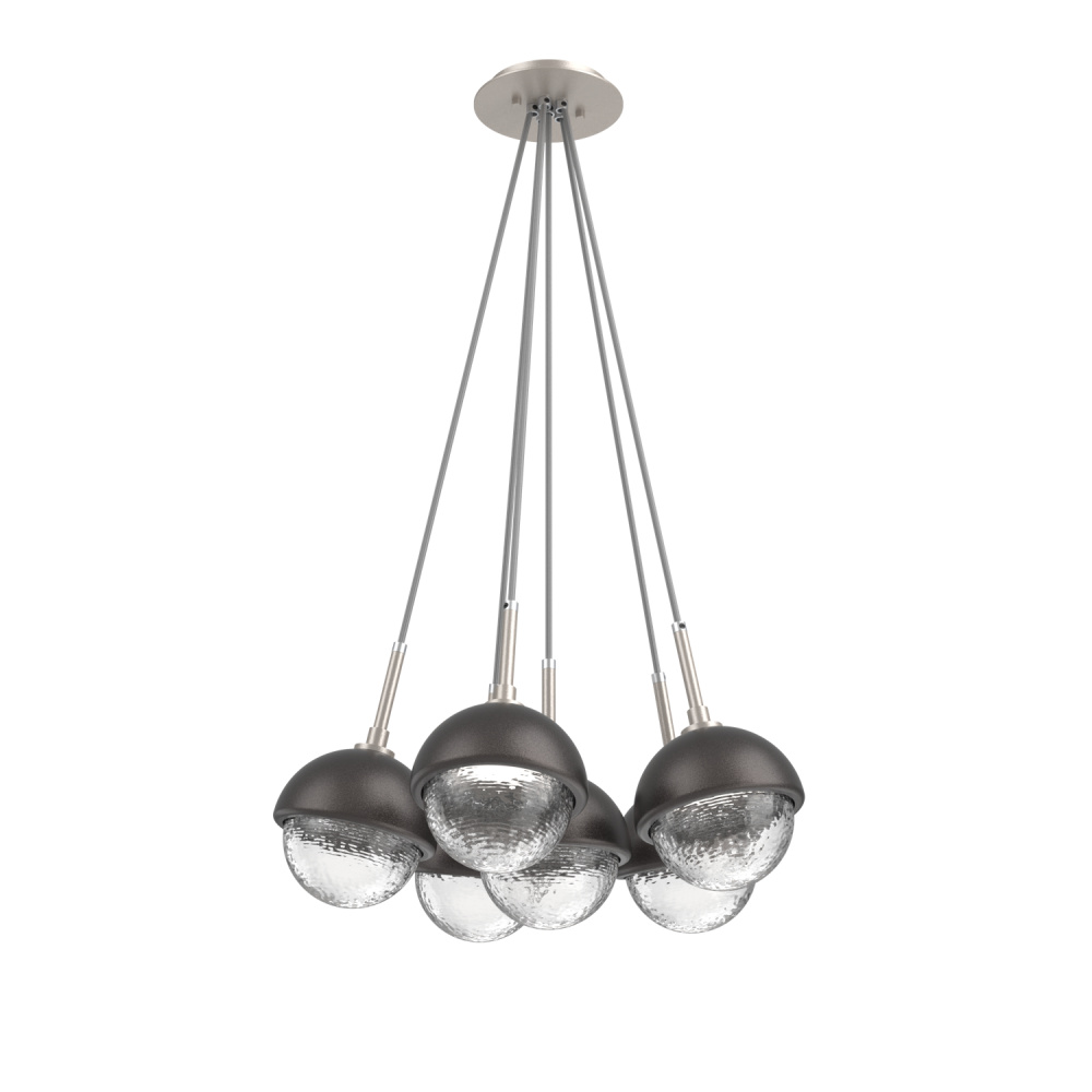 Cabochon Multi Light Pendant Single Port Canopy Beige Silver