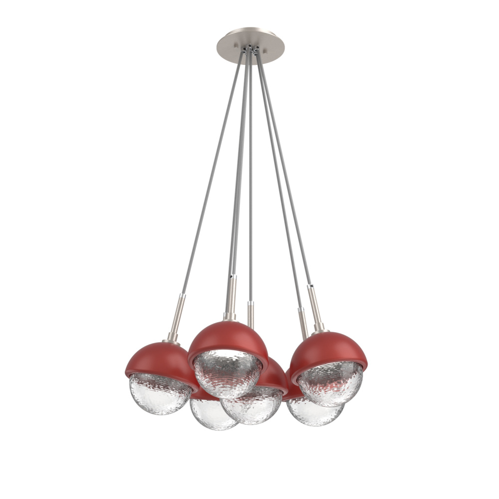 Cabochon Multi Light Pendant Single Port Canopy Beige Silver