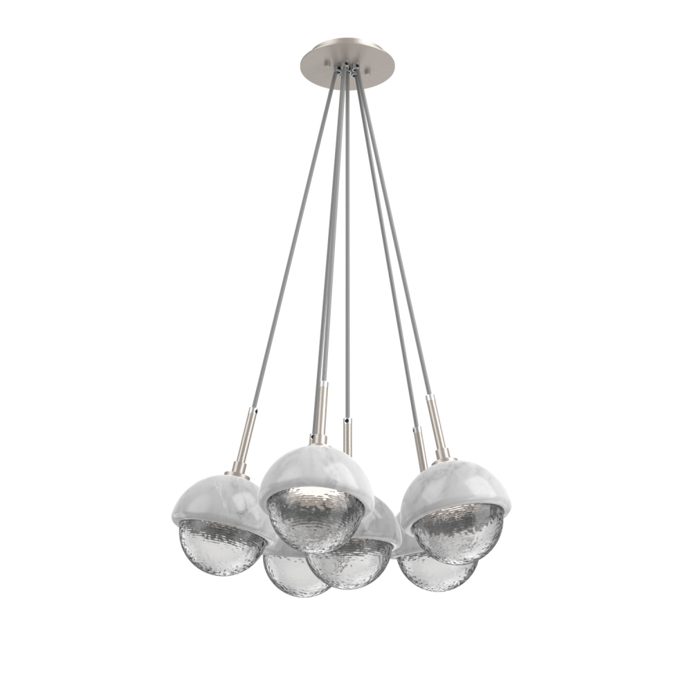 Cabochon Multi Light Pendant Single Port Canopy Beige Silver