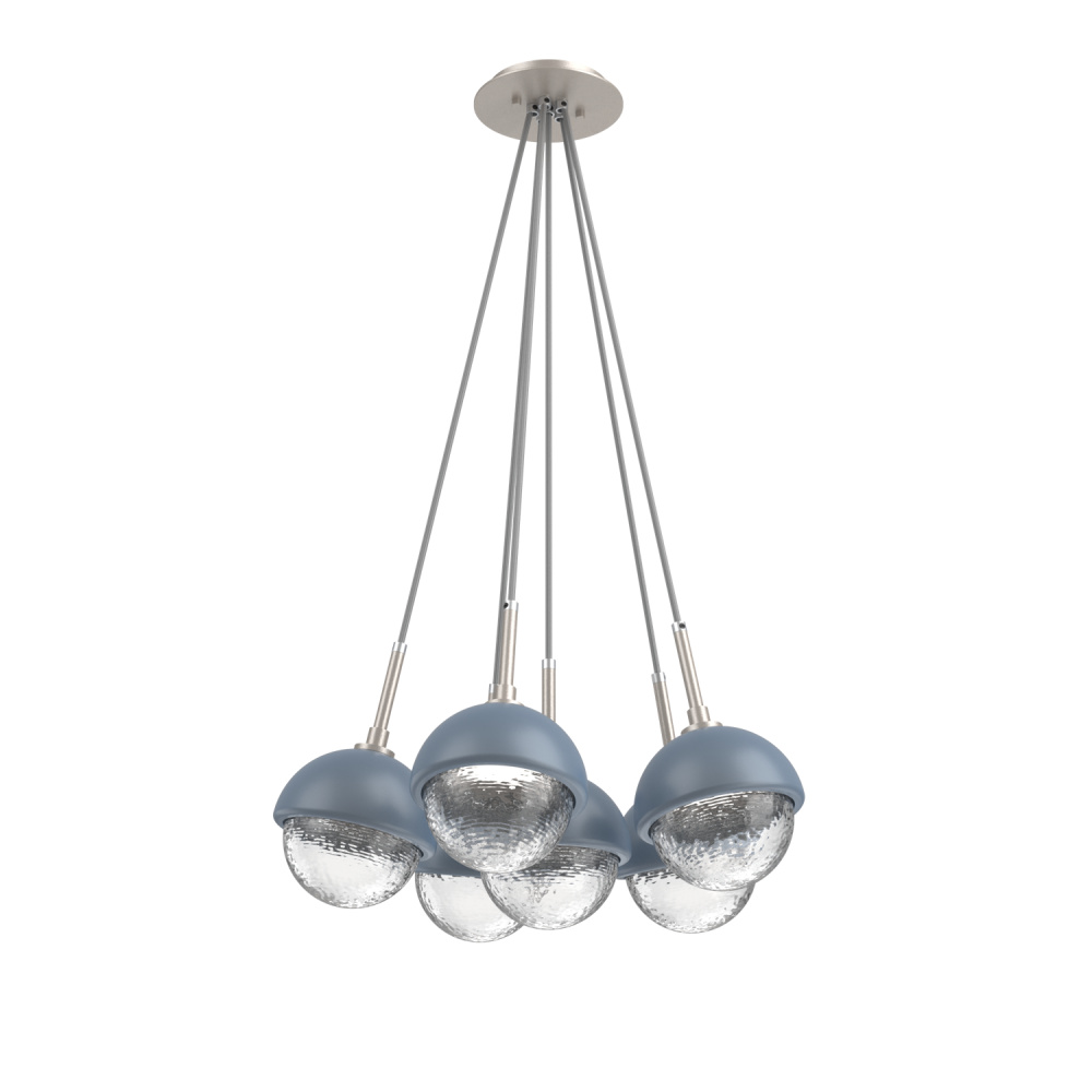 Cabochon Multi Light Pendant Single Port Canopy Beige Silver