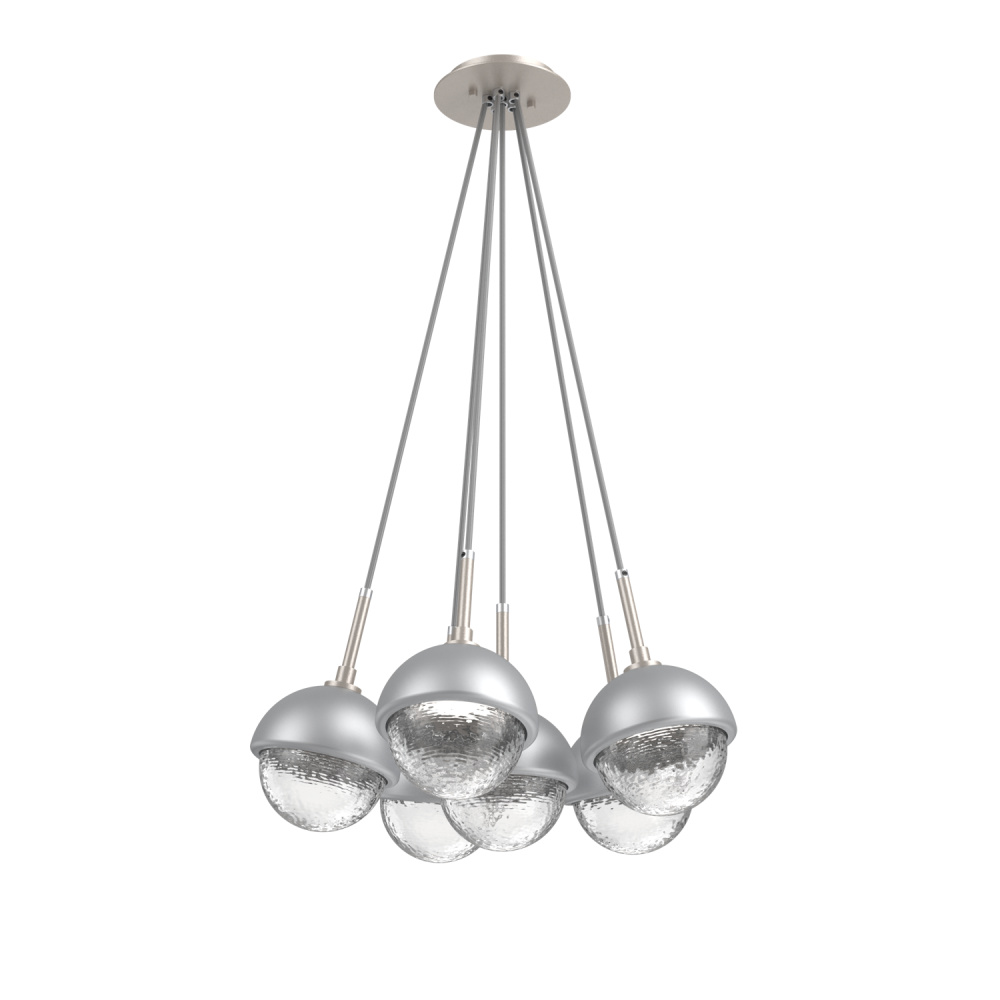 Cabochon Multi Light Pendant Single Port Canopy Beige Silver