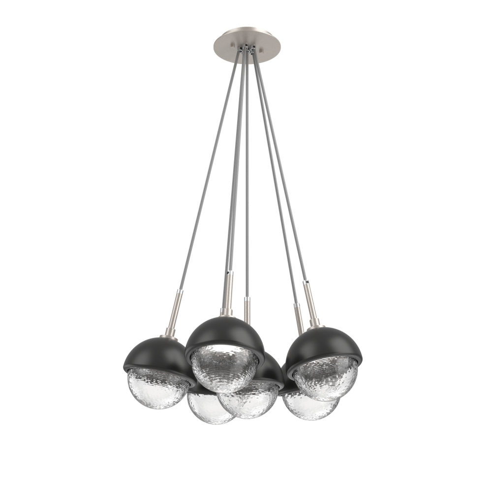 Cabochon Multi Light Pendant Single Port Canopy Beige Silver