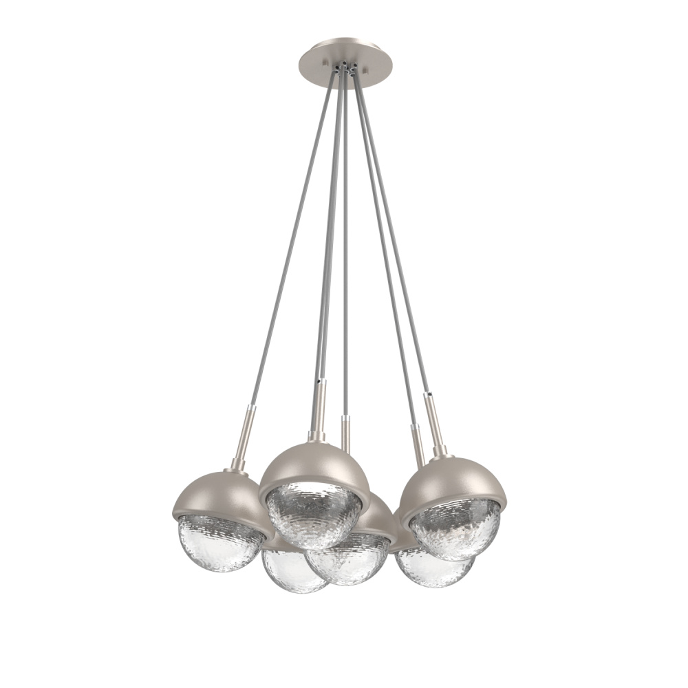 Cabochon Multi Light Pendant Single Port Canopy Beige Silver