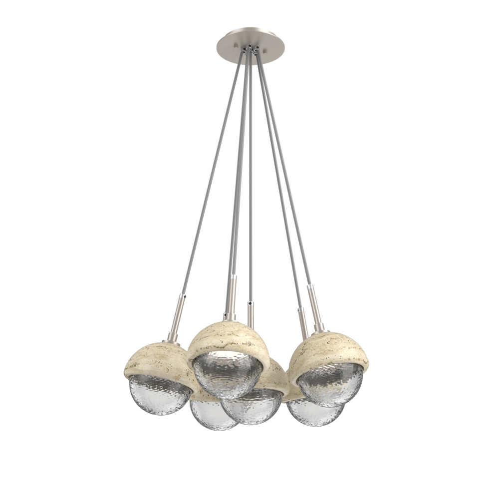 Cabochon Multi Light Pendant Single Port Canopy Beige Silver