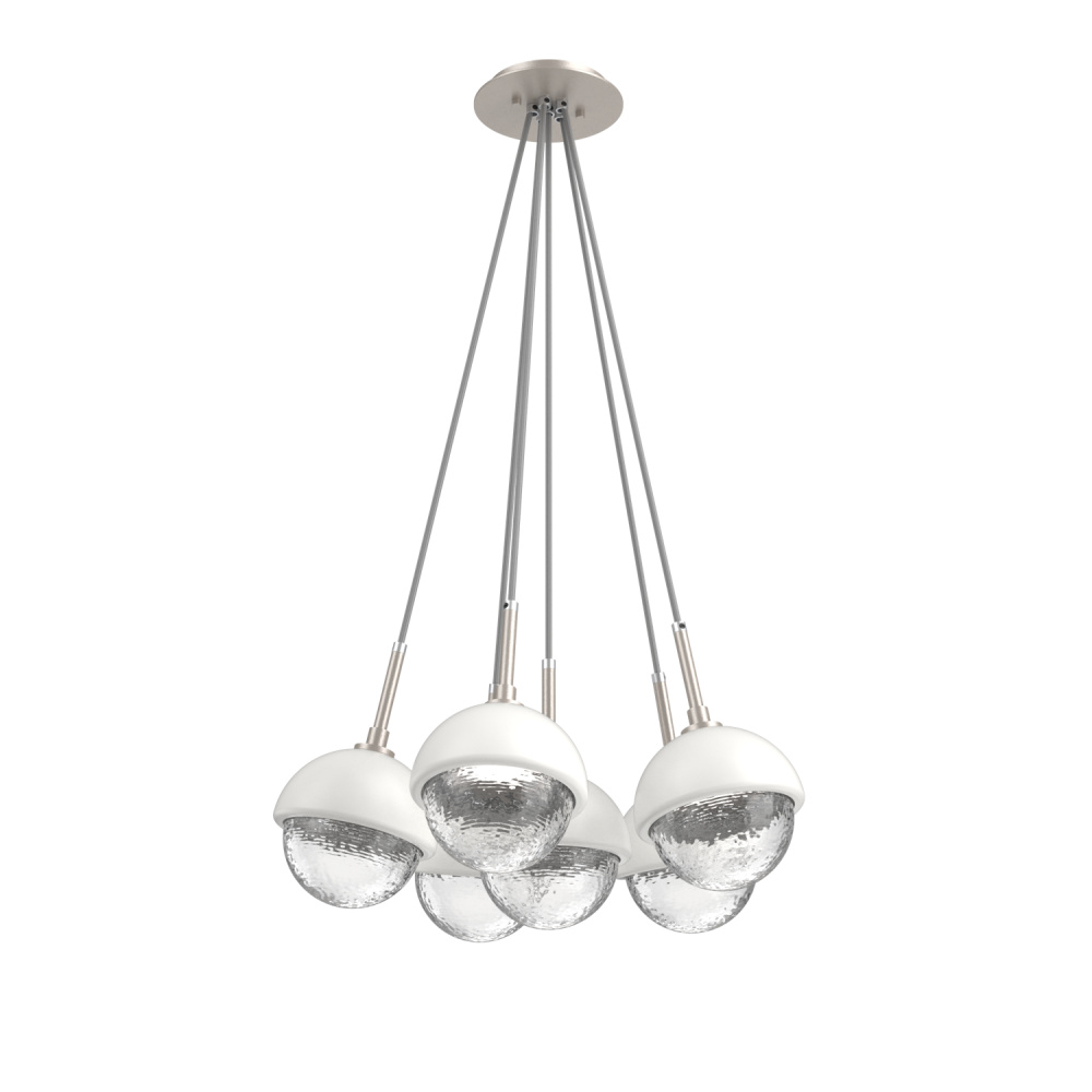 Cabochon Multi Light Pendant Single Port Canopy Beige Silver