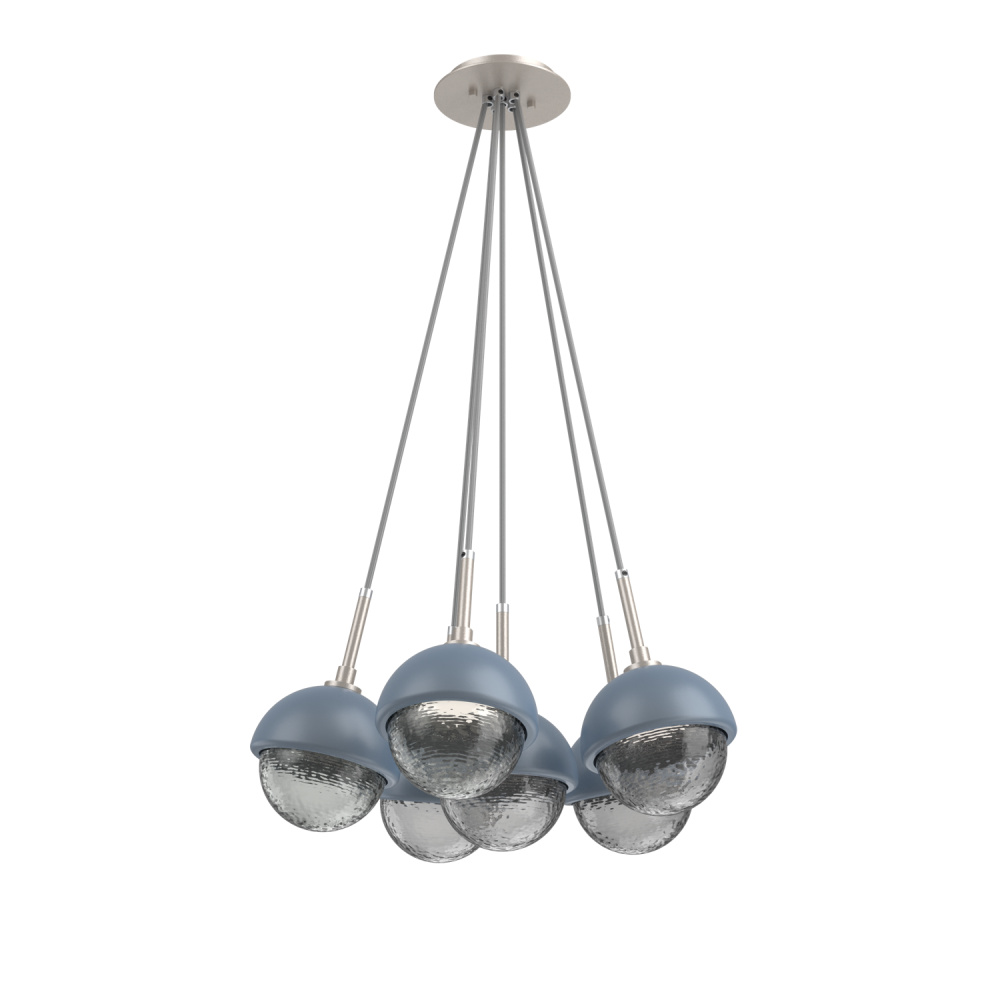 Cabochon Multi Light Pendant Single Port Canopy Beige Silver