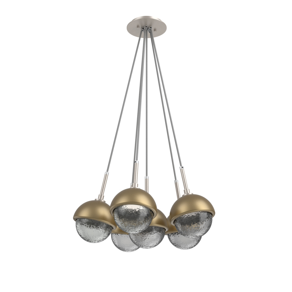 Cabochon Multi Light Pendant Single Port Canopy Beige Silver
