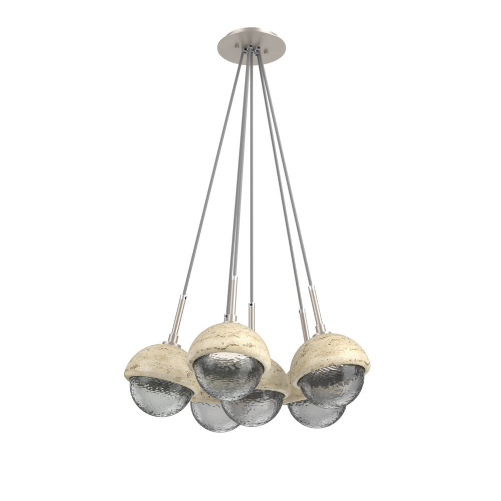 Cabochon Multi Light Pendant Single Port Canopy Beige Silver