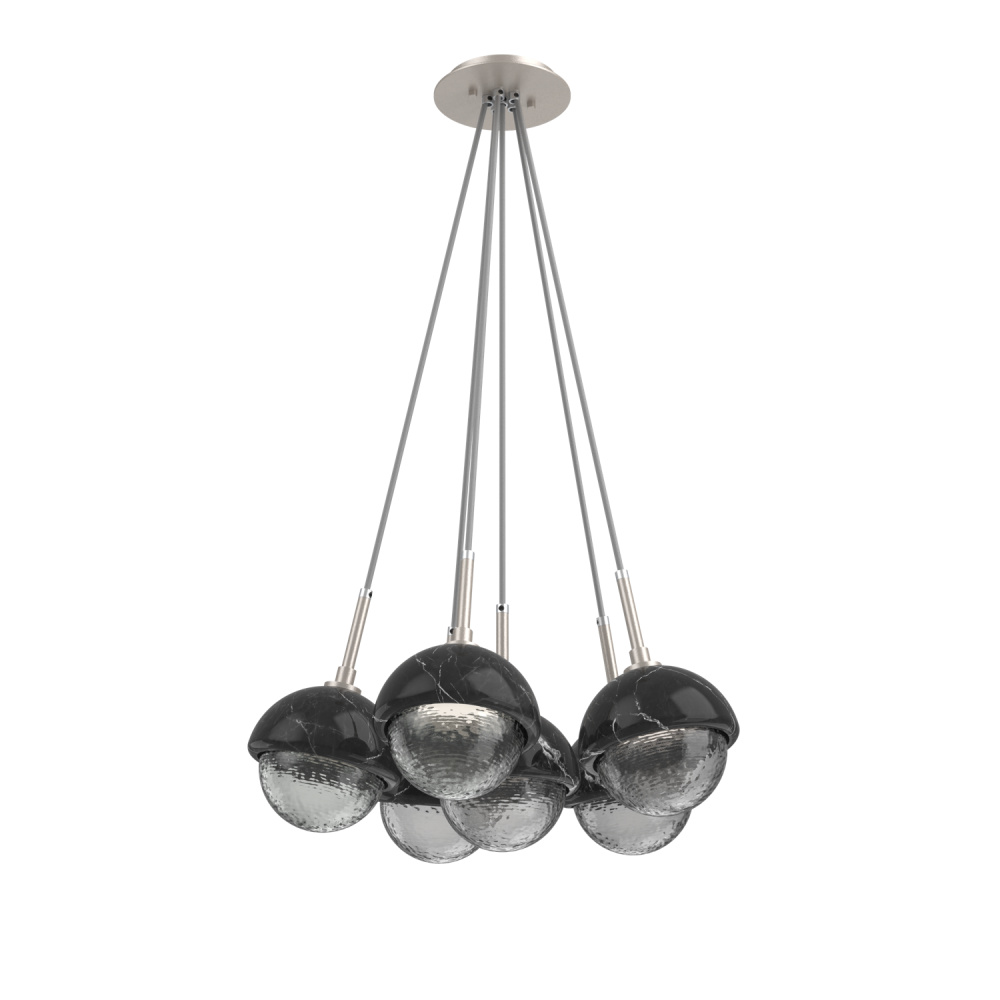 Cabochon Multi Light Pendant Single Port Canopy Beige Silver