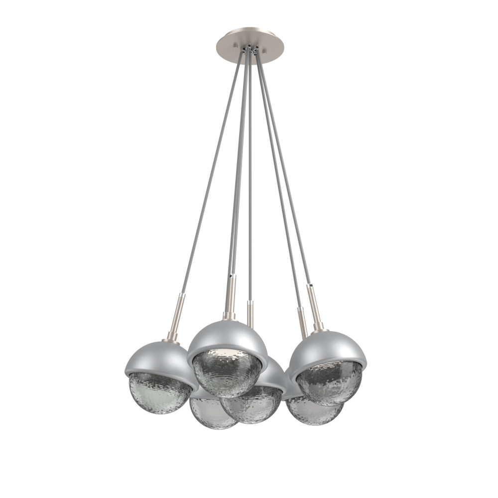 Cabochon Multi Light Pendant Single Port Canopy Beige Silver
