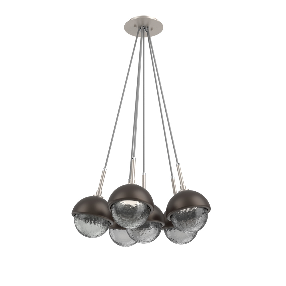 Cabochon Multi Light Pendant Single Port Canopy Beige Silver