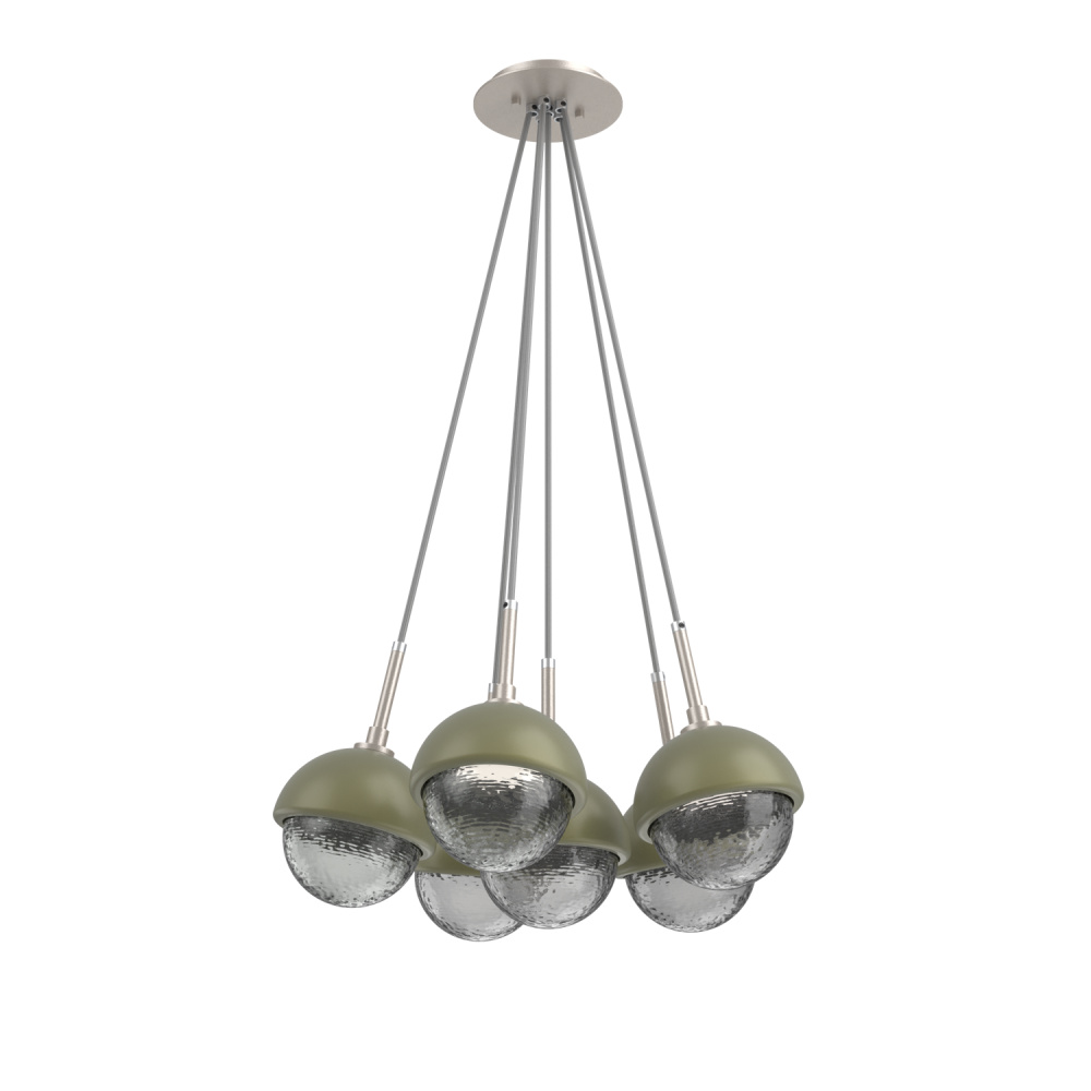 Cabochon Multi Light Pendant Single Port Canopy Beige Silver