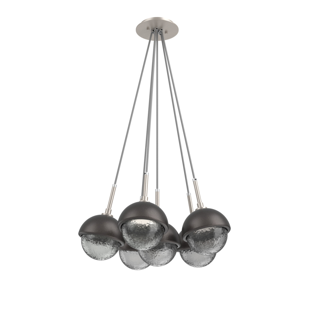 Cabochon Multi Light Pendant Single Port Canopy Beige Silver
