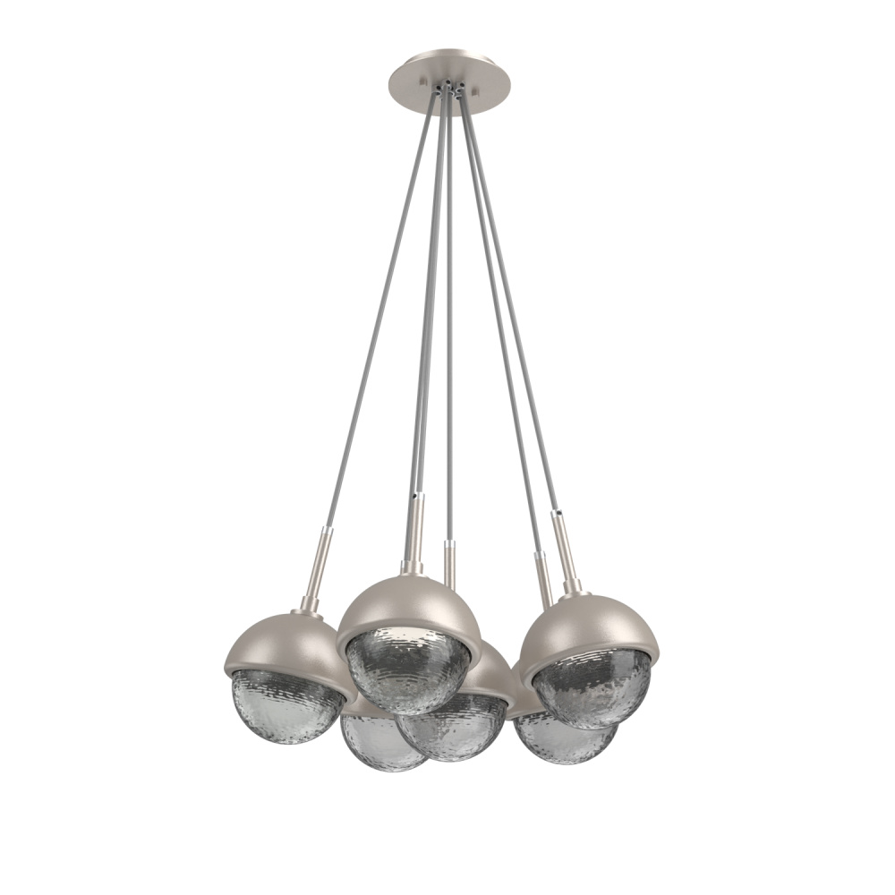 Cabochon Multi Light Pendant Single Port Canopy Beige Silver
