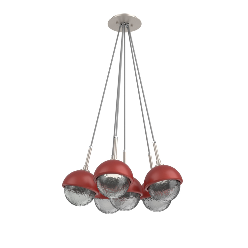 Cabochon Multi Light Pendant Single Port Canopy Beige Silver
