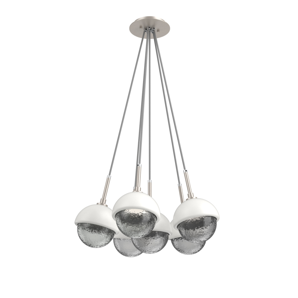 Cabochon Multi Light Pendant Single Port Canopy Beige Silver