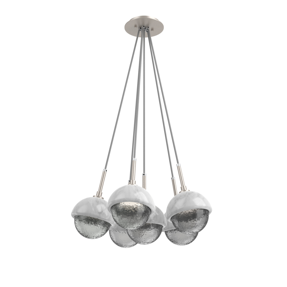 Cabochon Multi Light Pendant Single Port Canopy Beige Silver