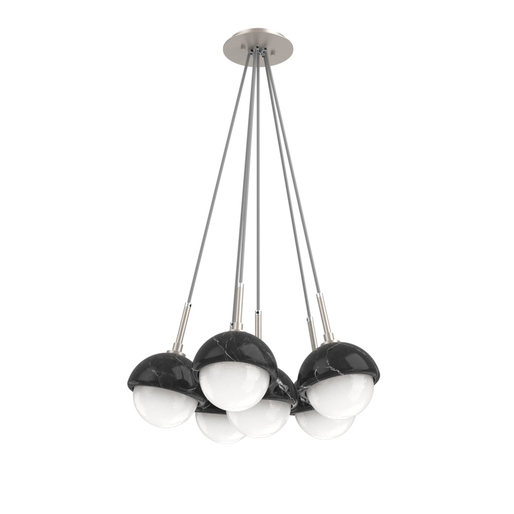 Cabochon Multi Light Pendant Single Port Canopy Beige Silver